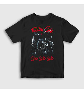 Presmono Unisex Çocuk Siyah Girls Mötley Crüe T-Shirt 167109tt