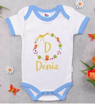 BK Kids Kişiye Özel Mavi Bebek Body Zıbın - Model 132
