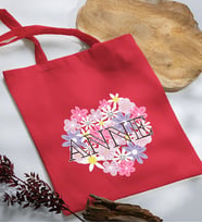 BK Gift Anneler Günü Tasarımlı Kırmızı Kumaş Bez Çanta, Baskılı Omuz Çantası, Alışveriş Çantası, Anneler Günü Hediyesi, Anneye Hediye-3