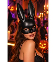 Siyah Uzun Kulaklı Tavşan Bunny Yüz Maskesi Halloween Cadılar Bayramı Parti Kostüm Aksesuarı