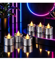 24 ADET GÜMÜŞ GÜN IŞIĞI IŞIKLI TEA LİGHT MUM GÜN IŞIĞI LED IŞIKLI MUM YILBAŞI NOEL MUMU PİLLİ MUM