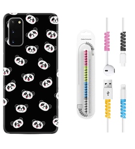 Samsung A02S A03S A10 A12 A13 A21S A22 Kılıf Kablo Koruma Spiral Silikon Panda Suratları 1773