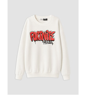 LCW Kids Beyaz Fortnite Baskılı Erkek Çocuk Sweatshirt