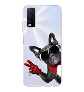 PrintiFy Vivo Y20 ile Uyumlu 1mm Slim Fit Köpek 2 050e Baskılı Şeffaf  Kılıf
