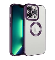 Iphone 14 Pro Max Kılıf Uyumlu Köşeleri Renkli Şeffaf Kamera Korumalı Silikon Luxury Kapak (Mor)