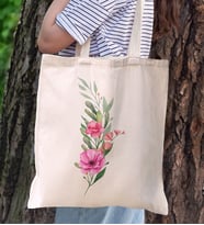 BK Gift Çiçek Tasarımlı Kanvas Bez Çanta, Baskılı Omuz Çantası, Alışveriş Çantası, Plaj Çantası, Arkadaşa Hediye (Model 1)
