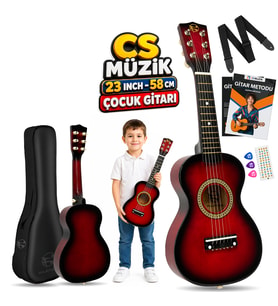 Fourtune Loki T-80RD 6 Telli Kırmızı Çocuk Gitarı Gerçek Ağaç