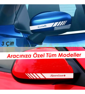 Alfa Romeo Mito Gıulia Stelvio 156 147 159 Yan Dikiz Ayna Şerit Oto Sticker Etiket Yapıştırma Çıkartma 3 Çift ( 20 X 2 Cm Ölçü )