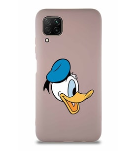 Huawei P40 Lite Soft Premier Kapak Donald Duck-F Tasarımlı Silikon Kılıf - Pudra (Şeffaf)