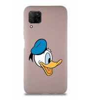 Huawei P40 Lite Soft Premier Kapak Donald Duck-F Tasarımlı Silikon Kılıf - Pudra (Şeffaf)