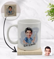 BK Gift Kişiye Özel Erkek Doktor Karikatürlü Beyaz Kupa Bardak ve Ahşap Bardak Altlığı Hediye Seti - Model 3
