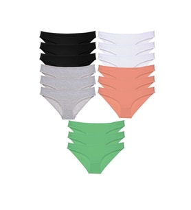 15 adet Süper Eko Set Likralı Kadın Slip Külot Siyah Gri Beyaz Pudra Yeşil