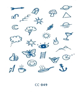 CC-049 YARI KALICI ÇOKLU MİNİMAL ŞEMA DESEN PARMAK VE VUCUT DÖVME-TATTO