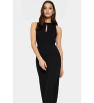 Kadın Midi Boy Bodycon Elbise Çentikli Yaka Cut Out Detaylı Günlük Stil Yaz Aylarının Vazgeçilmezi