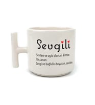 Sevgili Baskılı Beyaz Kulplu T Kupa