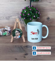 Savcı Kupa Bardak Beyaz ve Fotoğraflı Ahşap Anahtarlık Hediye (Model 1)