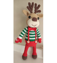 Yılbaşı Temalı Geyik Uyku Arkadaşı Amigurumi Organik Oyuncak