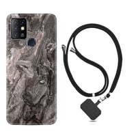 INFINIX Hot 8 9 10 11S Hot 10 Play 10T Kılıf Boyun Askılı Silikon Gri Mermer 1376