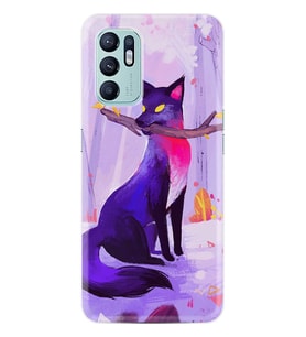 Oppo Reno 6 Kılıf Silikon Desen Özel Seri Mor Kurt 1614