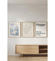 Hygge Minimal Scandinavian 3’lü Ahşap Çerçeveli Tablo Seti