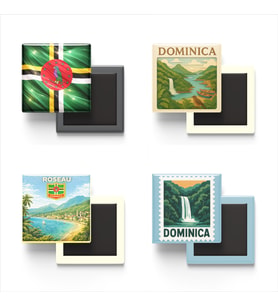Buzdolap Magnetleri - Dominika Roseau - Dominica - 4'lü Set Magneti