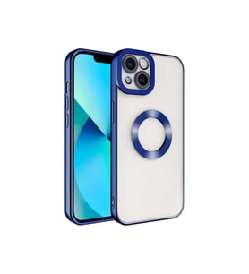 Apple iPhone 14 Uyumlu Kılıf Kamera Korumalı Logo Gösteren Zore Omega Kapak (Mavi)