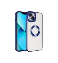 Apple iPhone 14 Uyumlu Kılıf Kamera Korumalı Logo Gösteren Zore Omega Kapak (Mavi)