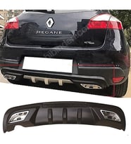 Renault Megane Mk3 HB Difüzör Difizör Siyah + Kare Egzoz Görünüm C Tip