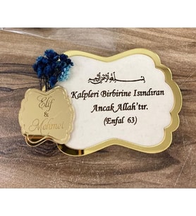 Kişiye Özel Ahşap Üzeri Pleksi Magnet Hatıra (Altın)