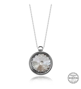 Swarovski Crystal Taşlı Çerçeveli Gümüş Kadın Kolye