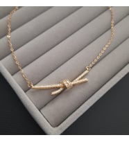 Çelik Taşlı Gold Renk Kadın Kolye
