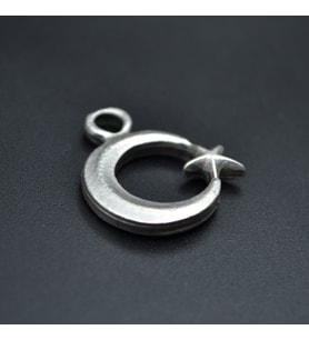 Minimal Ay Yıldız Deri ip Kolye - Gümüş Kaplama - Kadın Erkek Kolye - No:1003