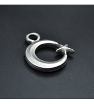 Minimal Ay Yıldız Deri ip Kolye - Gümüş Kaplama - Kadın Erkek Kolye - No:1003