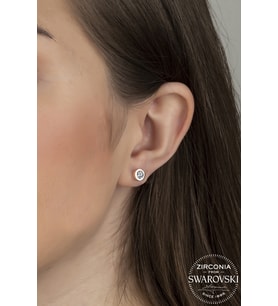 Union Swarovski Zirconia Kadın 0.72 Karat Tektaş Rose Gümüş Küpe
