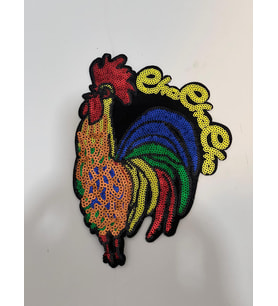 23X16 CM  PUL PAYETLİ HOROZ APLİK ARMA YAMA