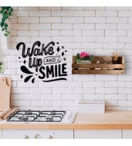 BK Home Dekoratif Doğal Ahşap Raf ve Uyan ve Gülümse Duvar Süsü-1 (Beyaz)