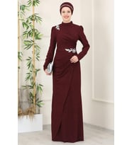 Masal Tesettür Abiye Bordo
