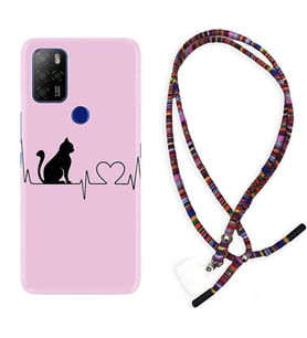 Omix X300 X500 X400 X600 X700 Kılıf Boyun Asklı Rasta Silikon Pink Cat Heart 1303