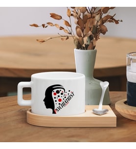 BK Gift Kişiye Özel İsimli Psikiyatrist Tasarımlı-3, Ahşap Altlıklı Seramik Fincan, Meslek Hediyesi, Yeni İş Hediyesi