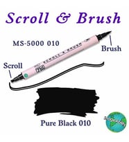 Zig Scroll & Brush Çift Çizgi ve Fırça Uçlu Kaligrafi ve Gölgeleme Kalemi 010 Pure Black 