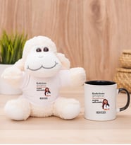 Kişiye Özel Alışıkın Değilsindir Tasarım Esprili Peluş Koyun ve Siyah Kupa