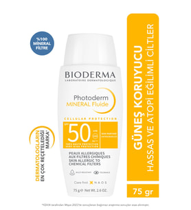 BIODERMA Photoderm Mineral Fluid SPF50+ Çok Hassas Ciltler için Yüksek Korumalı Yüz, Vücut Güneş Kremi 75 gr 3701129803721