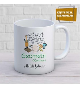 Kişiye Özel İsim Yazılabilir Geometri Öğretmeni Kupa Bardak