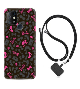 INFINIX Hot 8 9 10 11S Hot 10 Play 10T Kılıf Boyun Askılı Silikon Barbie and Shoes 1413