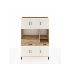 Hyperion Dolap 9 Raflı 3 Çekmeceli 6 Kapaklı 132x44x195 Çam-Aytaşı/Çam