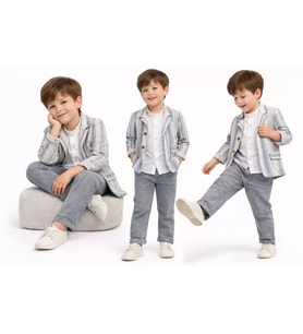 Northcity 1-5 Yaş Müslin Keten 3 Parça Çocuk Takımı - Anti Bakteriyel ve Çıtçıtsız Özellikli