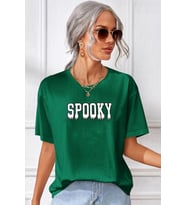 Unisex Spooky Baskılı T-shirt (Yeşil)