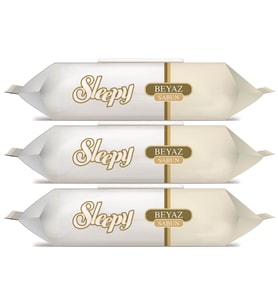 Sleepy Islak Havlu Mendil 90 Yaprak (3 Lü Set) Beyaz Sabun Kokulu Plastik Kapaklı (270 Yaprak)