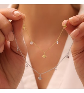 925 Ayar Gümüş Nazarlı Zircon Şans Kolyesi (Altın)