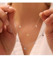 925 Ayar Gümüş Nazarlı Zircon Şans Kolyesi (Altın)